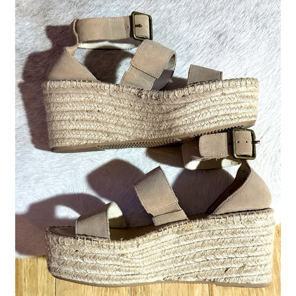 Soludos Palma Nude Beige Suede Leather Espadrille Platform Wedge Sandal Size 8.5 - Picture 8 of 10